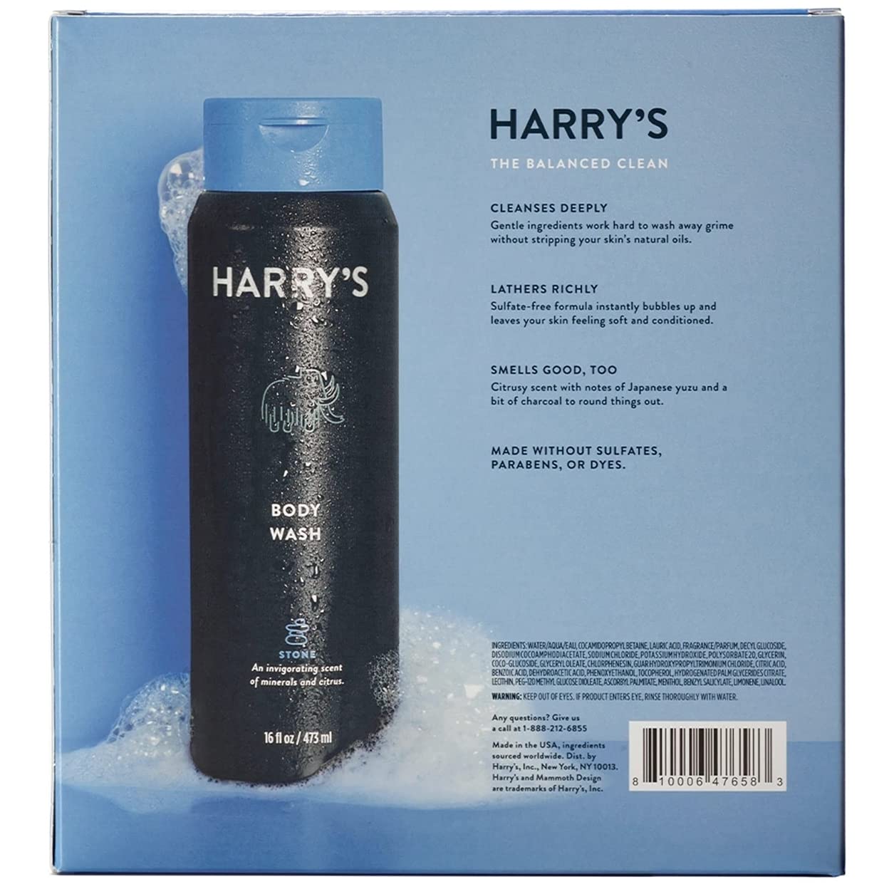 Kutdep Harry's Men's Body Wash Stone Scent leaves skin refreshed after each shower.