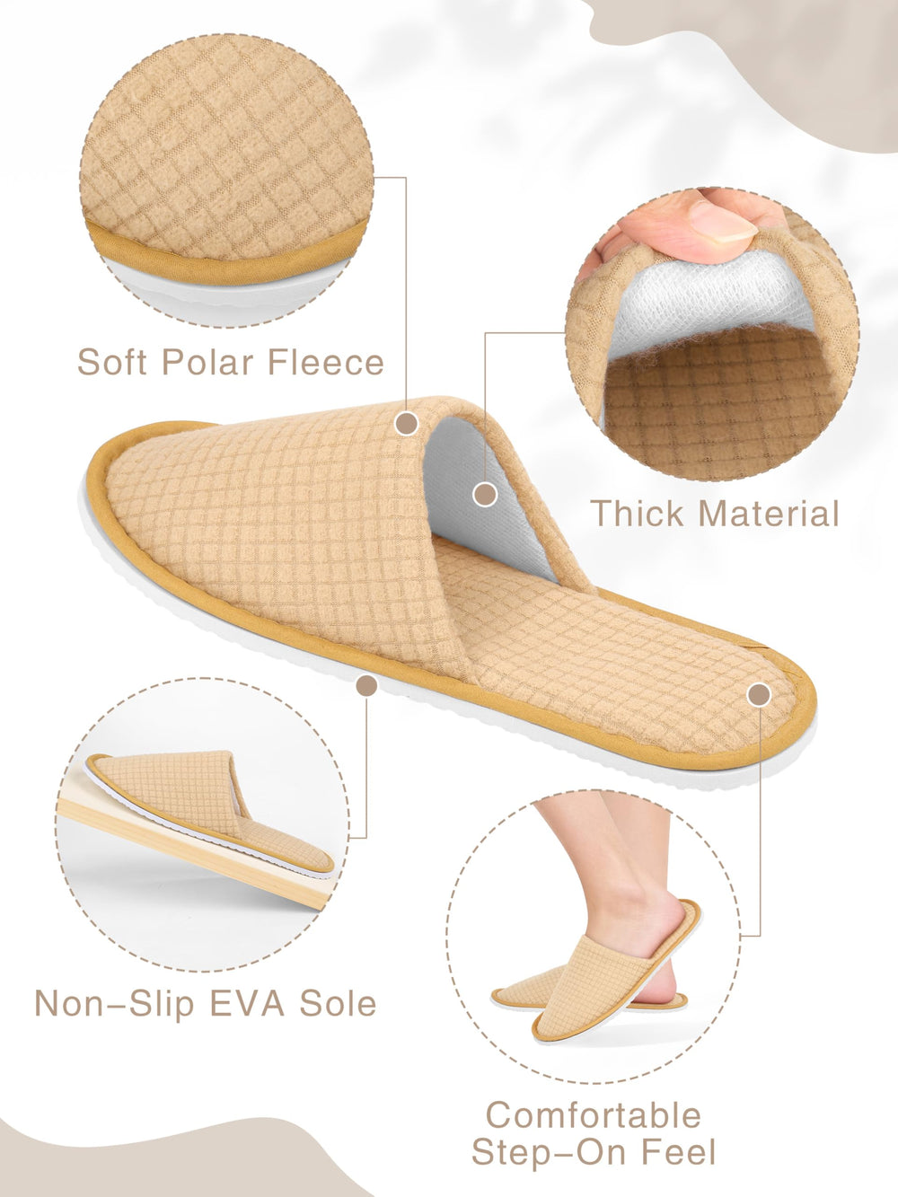 KUTTOR hotel spa slippers in a guest room for shoe-free stays.
