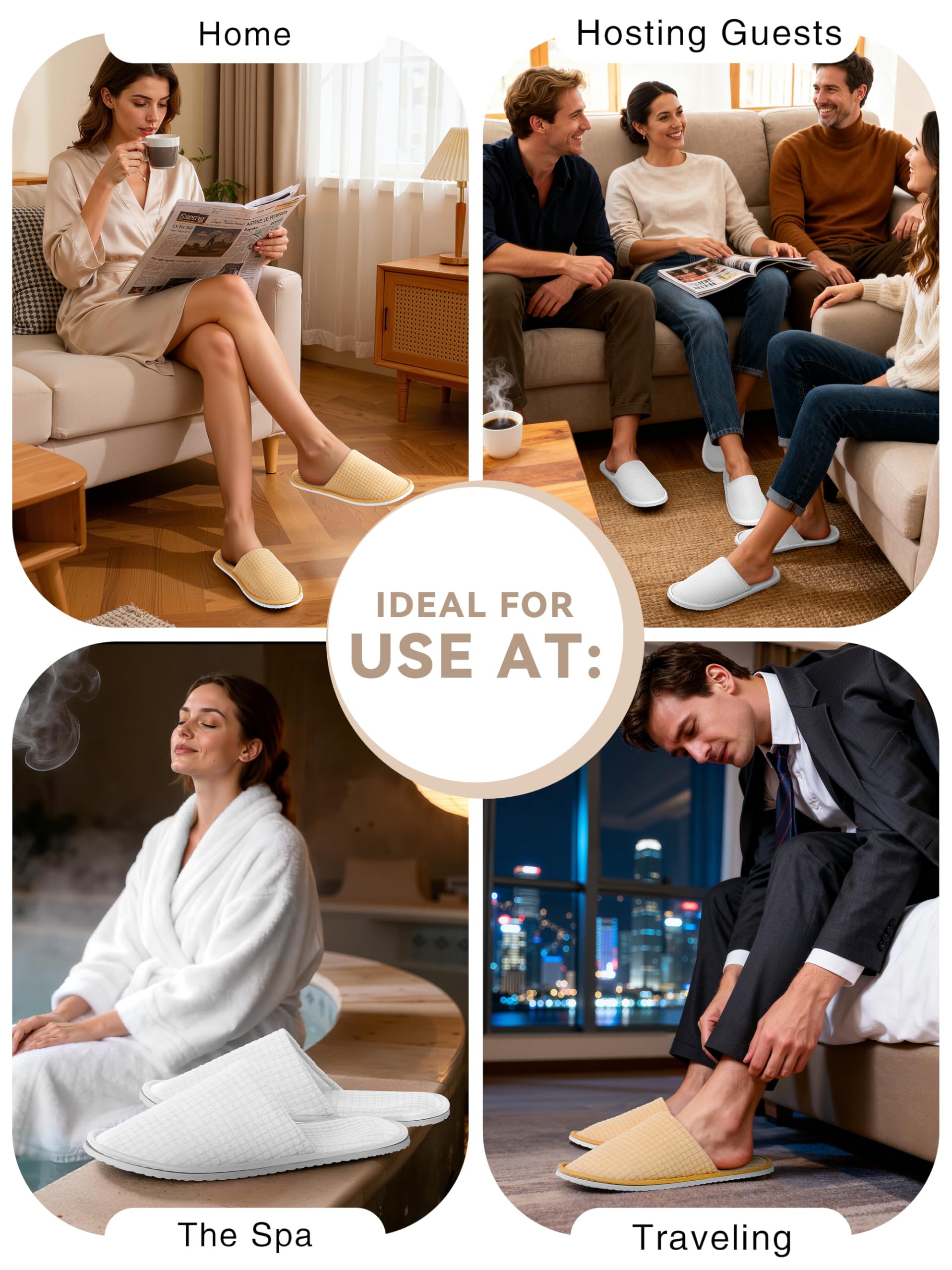 KUTTOR unisex hotel slippers one size fits most guests.