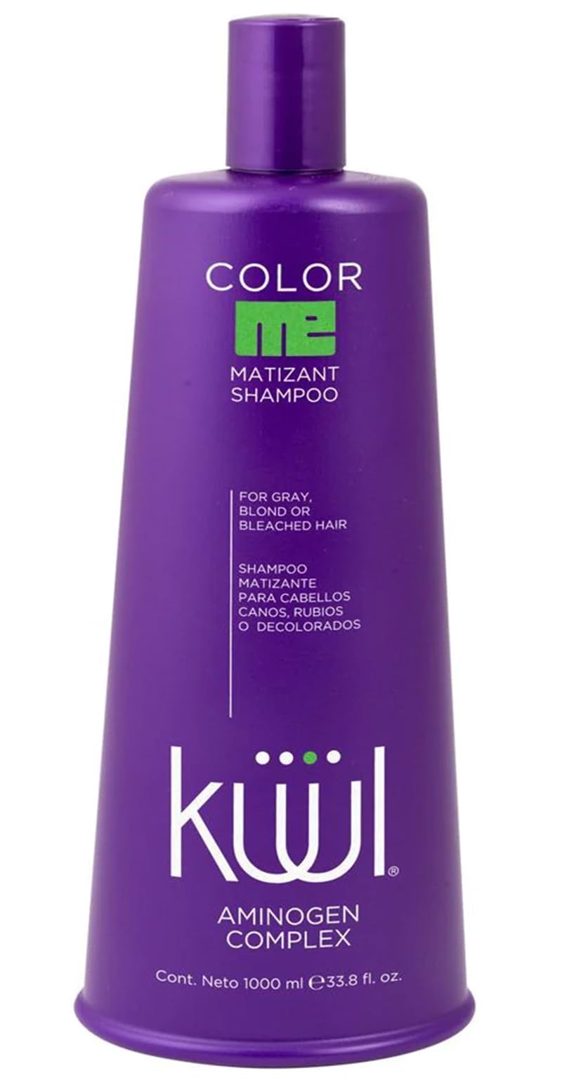 Kuul Matizant Shampoo bottle pour showing purple pigment for gray hair toning