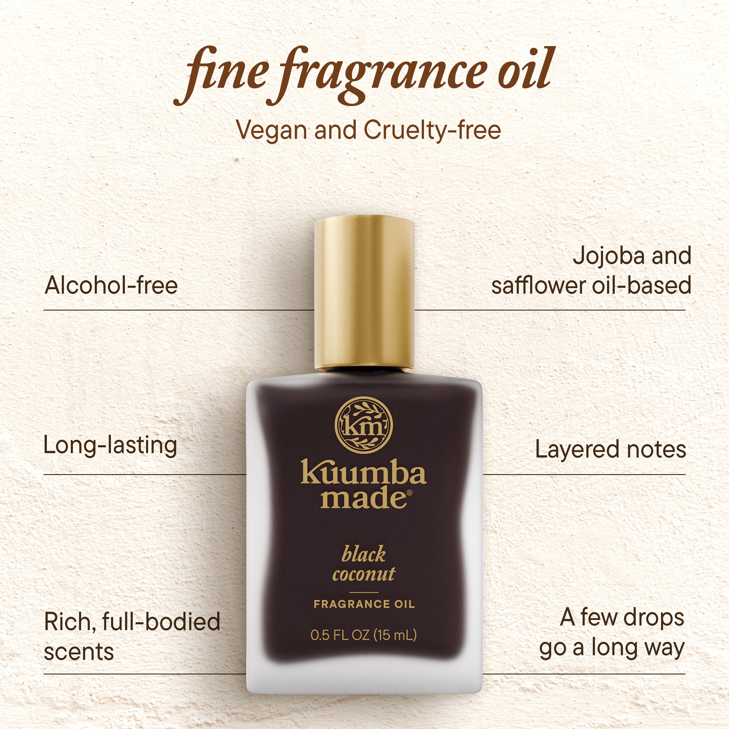 Kuumba Made Black Coconut fragrance oil drops on wrist demonstrate easy daily use.