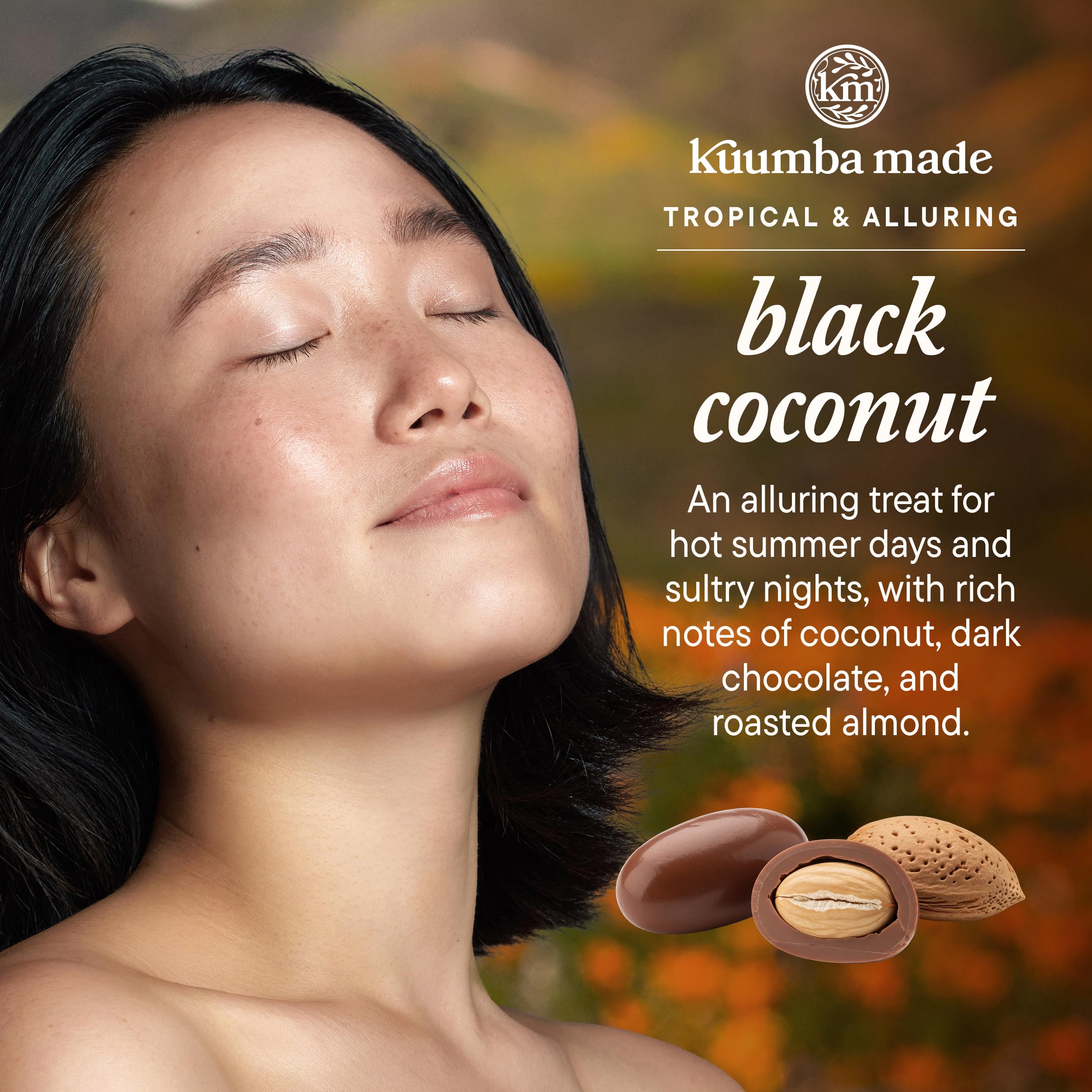 Kuumba Made Black Coconut fragrance oil label closeup highlights branding and notes.