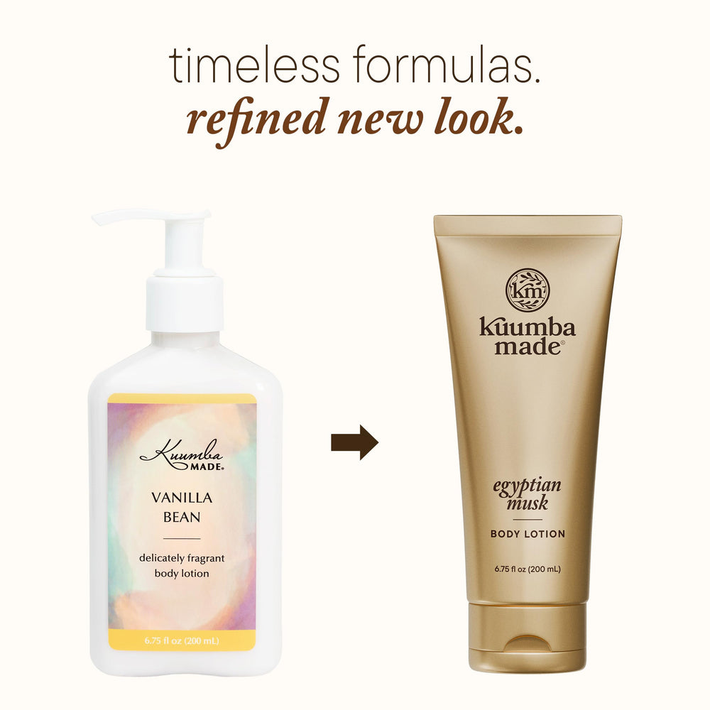 Kuumba Made Egyptian Musk lotion pump highlights quick-absorbing hydration