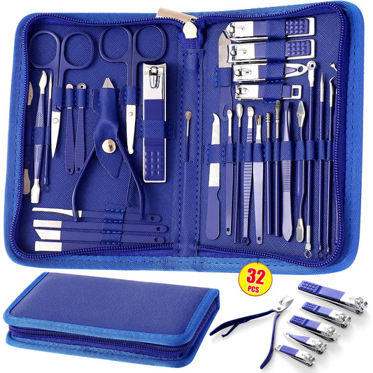 KV.YSHQLNE 32-in-1 manicure set in a travel case for on the go grooming