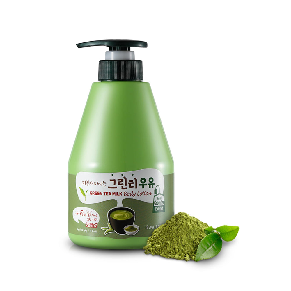 Kwailnara Green Tea Milk Lotion bottle front view, lightweight daily moisturizer.