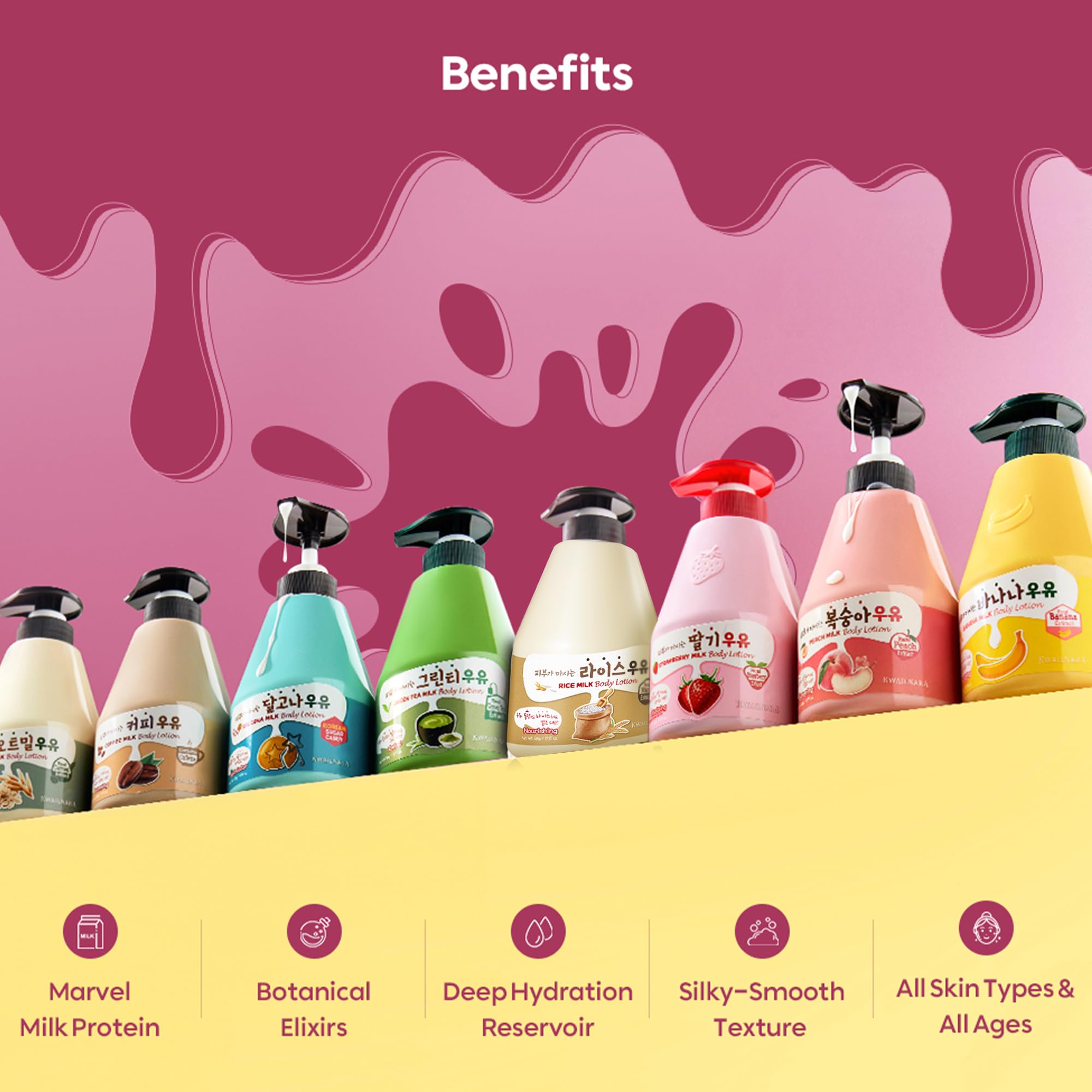 Kwailnara Rice Milk Body Lotion application close-up highlights moisturization.