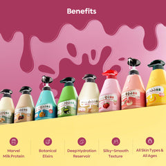 Kwailnara Rice Milk Body Lotion application close-up highlights moisturization.