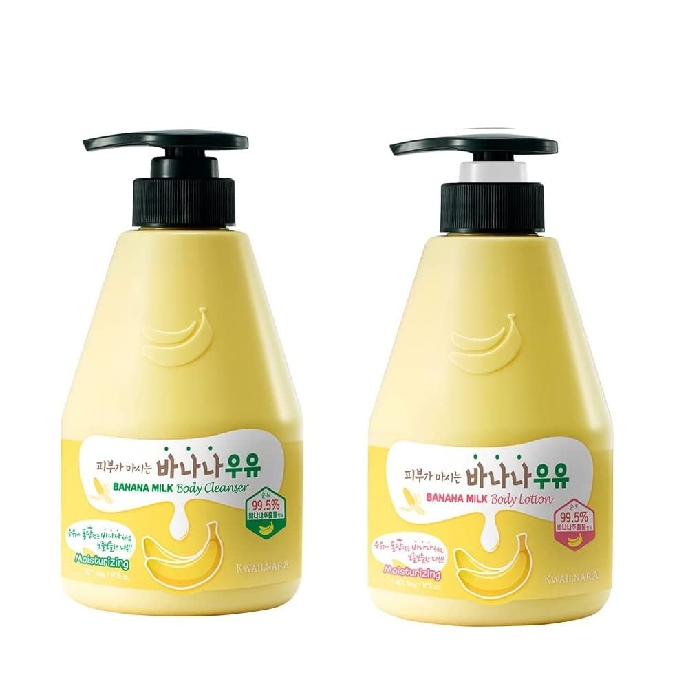 Kwailnara WELCOS Banana Milk Body Wash bottle for refreshing cleanse with nourishing banana extract.