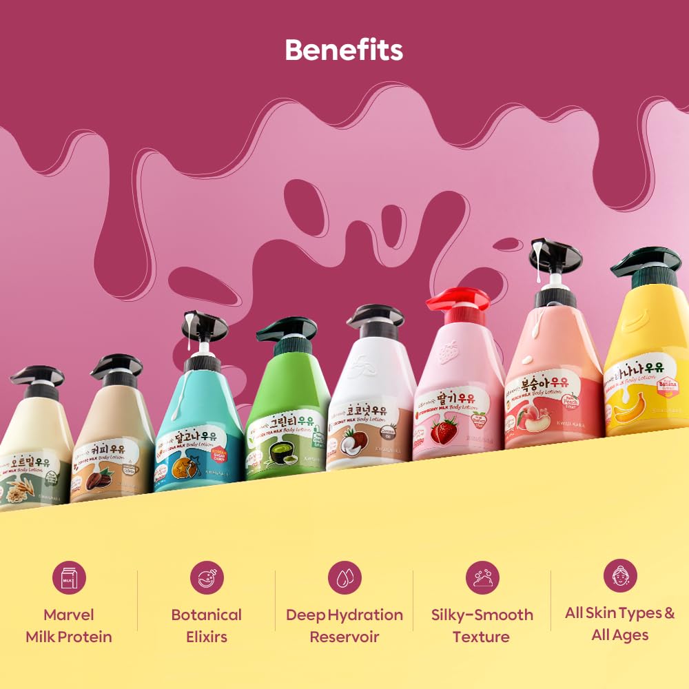 Kwailnara WELCOS Banana Milk Body Wash texture close-up with creamy lather.