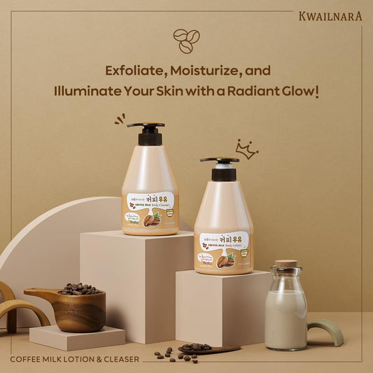 Kwailnara WELCOS Coffee Milk Body Lotion pump top for quick absorption