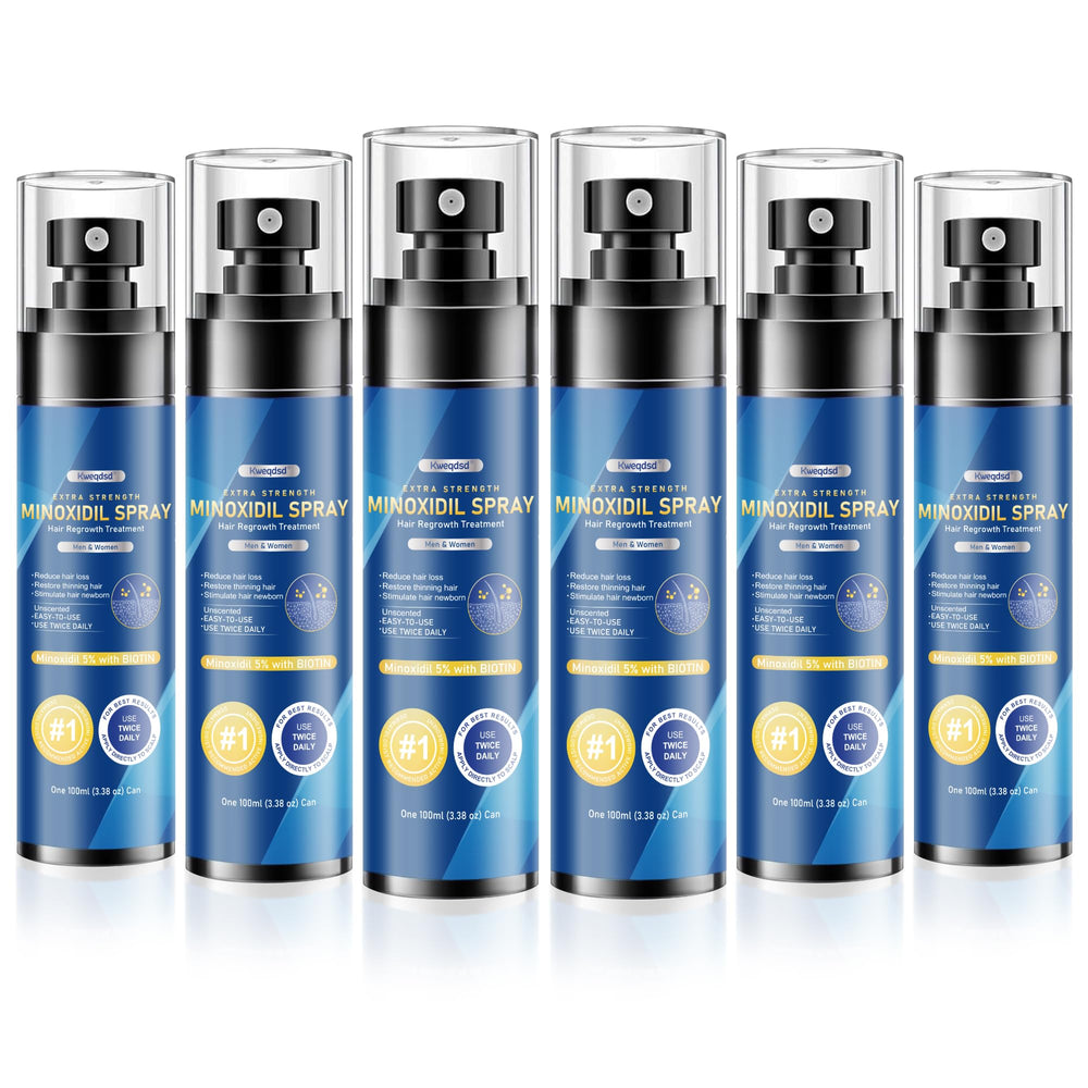 Kweqdsd 5% Minoxidil bottle for targeted scalp application and growth support.