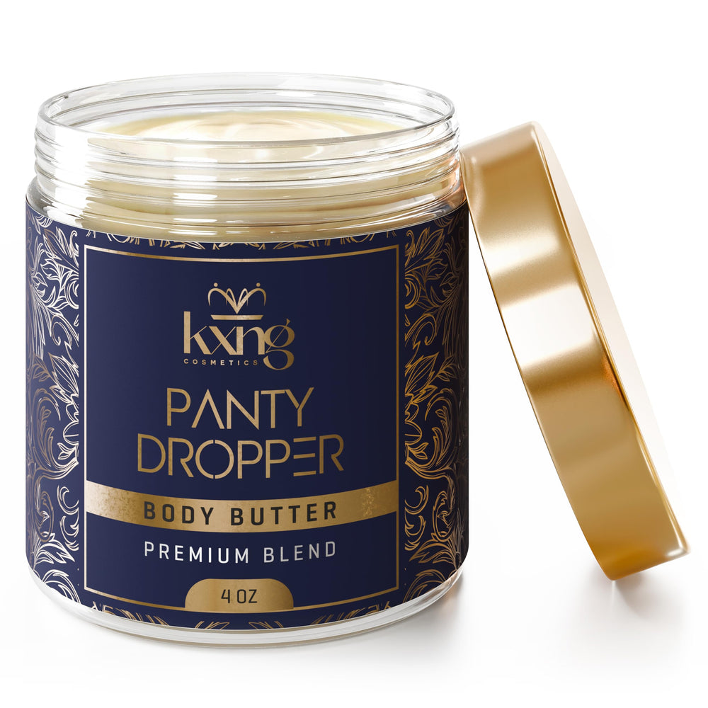 KXNG Cosmetics Organic Shea Body Butter Jar for deep hydration of dry skin.