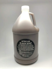 Kyabo Liquid African Black Soap 1-gallon label closeup, showcasing natural raw formula.