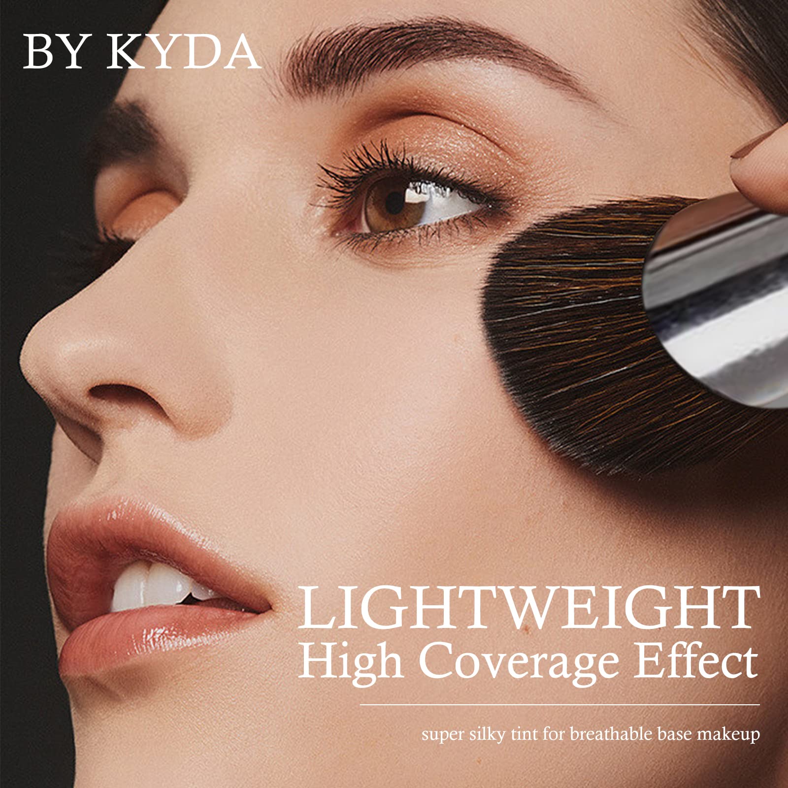 KYDA AirBrush Foundation brush slide ensures smooth, even skin layer.