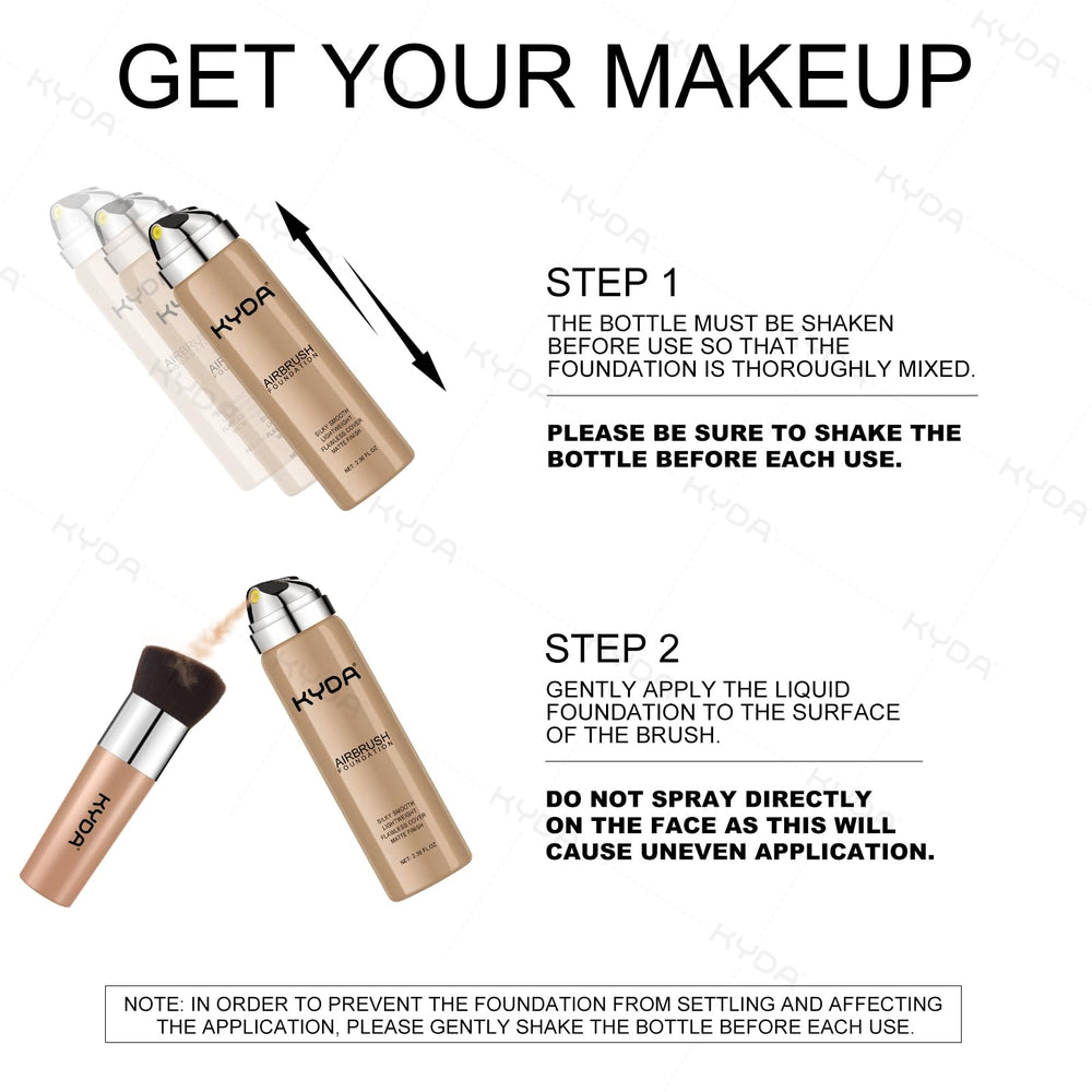 KYDA AirBrush Foundation silky texture closeup highlights creamy, blendable finish.