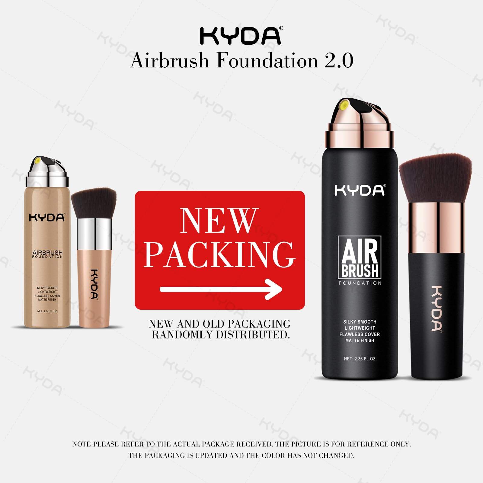 KYDA AirBrush Spray Mist delivers lightweight natural finish on skin.
