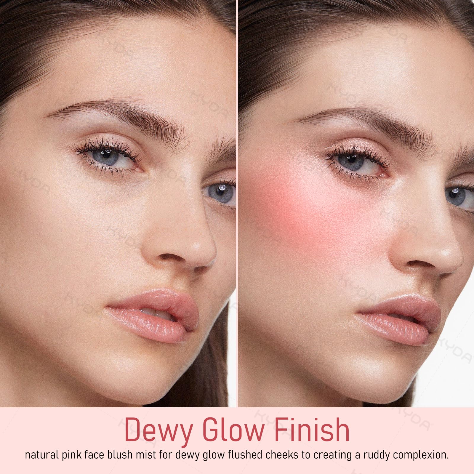 KYDA Liquid Blush Spray creates a dewy finish on the skin