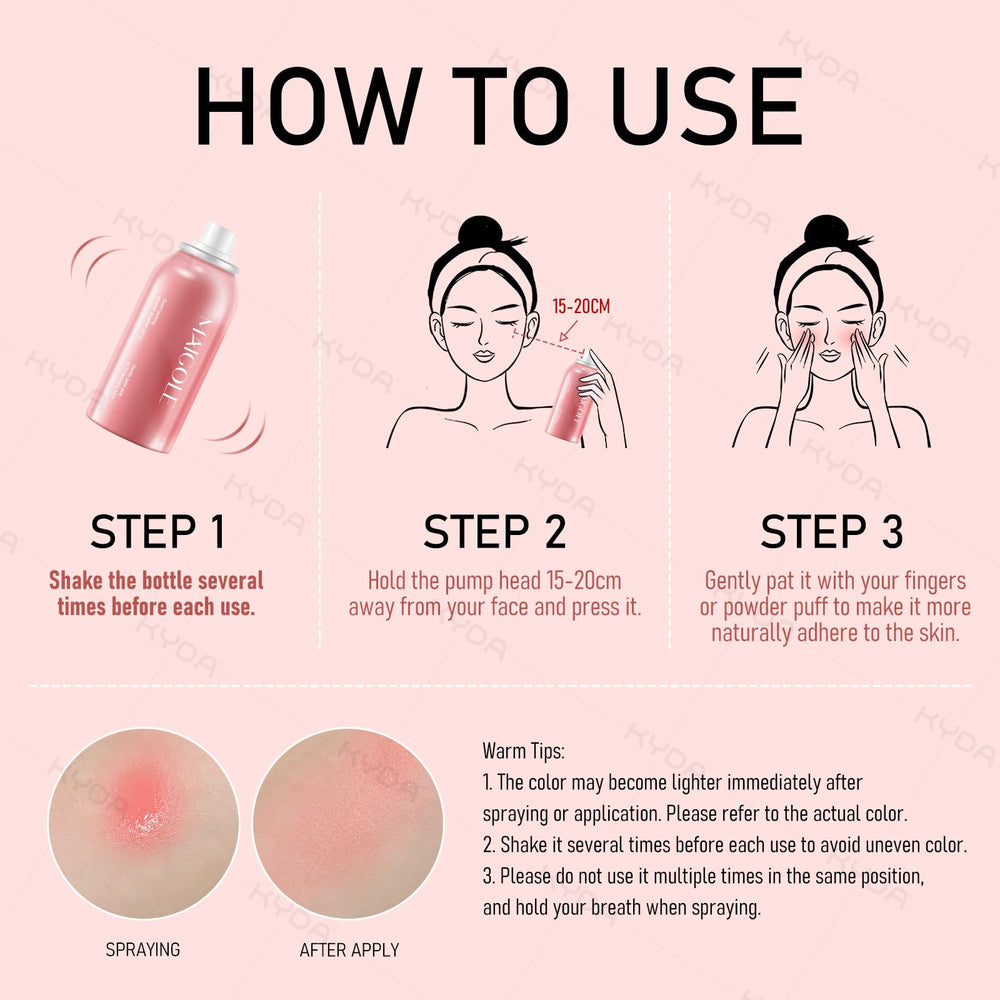 Travel-friendly KYDA blush spray packaging in a compact design