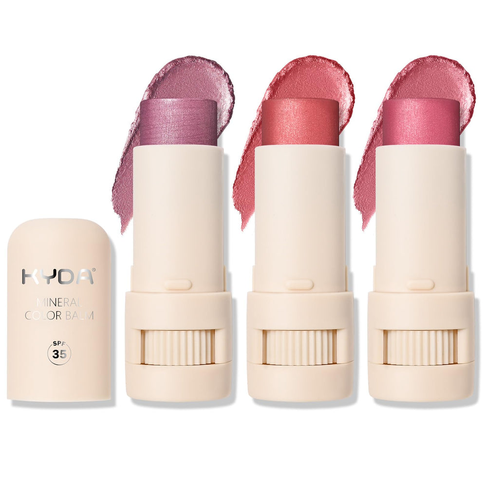 KYDA Mineral Color Balm berry packaging highlights portable lip and cheek color.