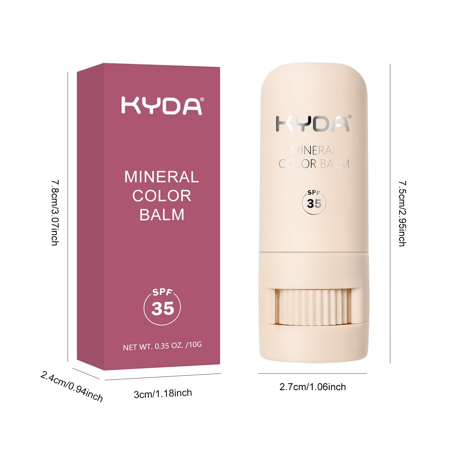 KYDA Mineral Color Balm compact packaging suggests portable beauty on the go.