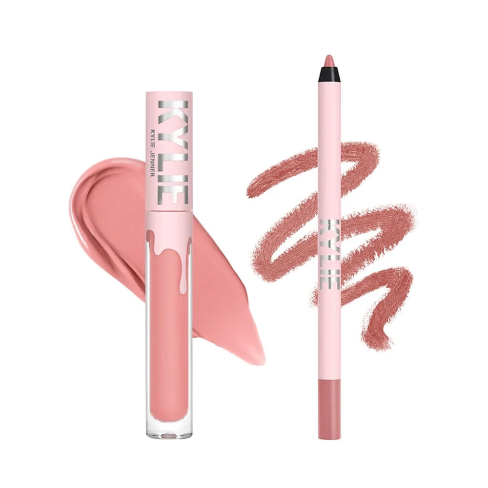 Kylie Cosmetics Koko K lipstick swatch in pale pink for everyday wear