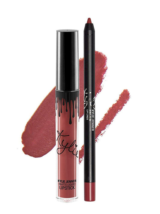 KYLIE Kristen lip kit with long-lasting lip gloss, lipstick, and liner for bold, hydrated lips.