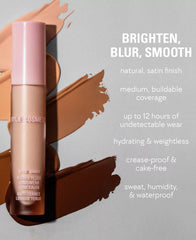 Kylie Cosmetics Power Plush Concealer no-crease finish on natural skin.
