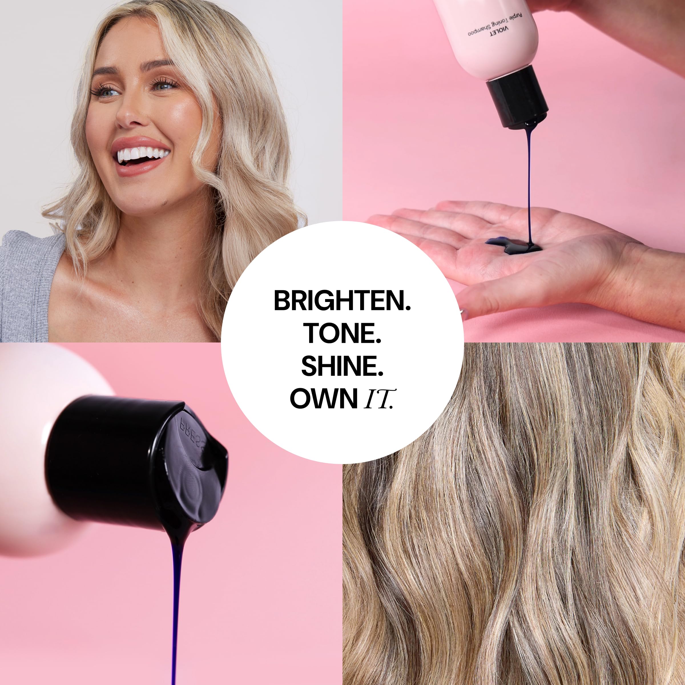 L'ANGE HAIR Violet Purple Toning Shampoo color deposit close-up with violet pigments.