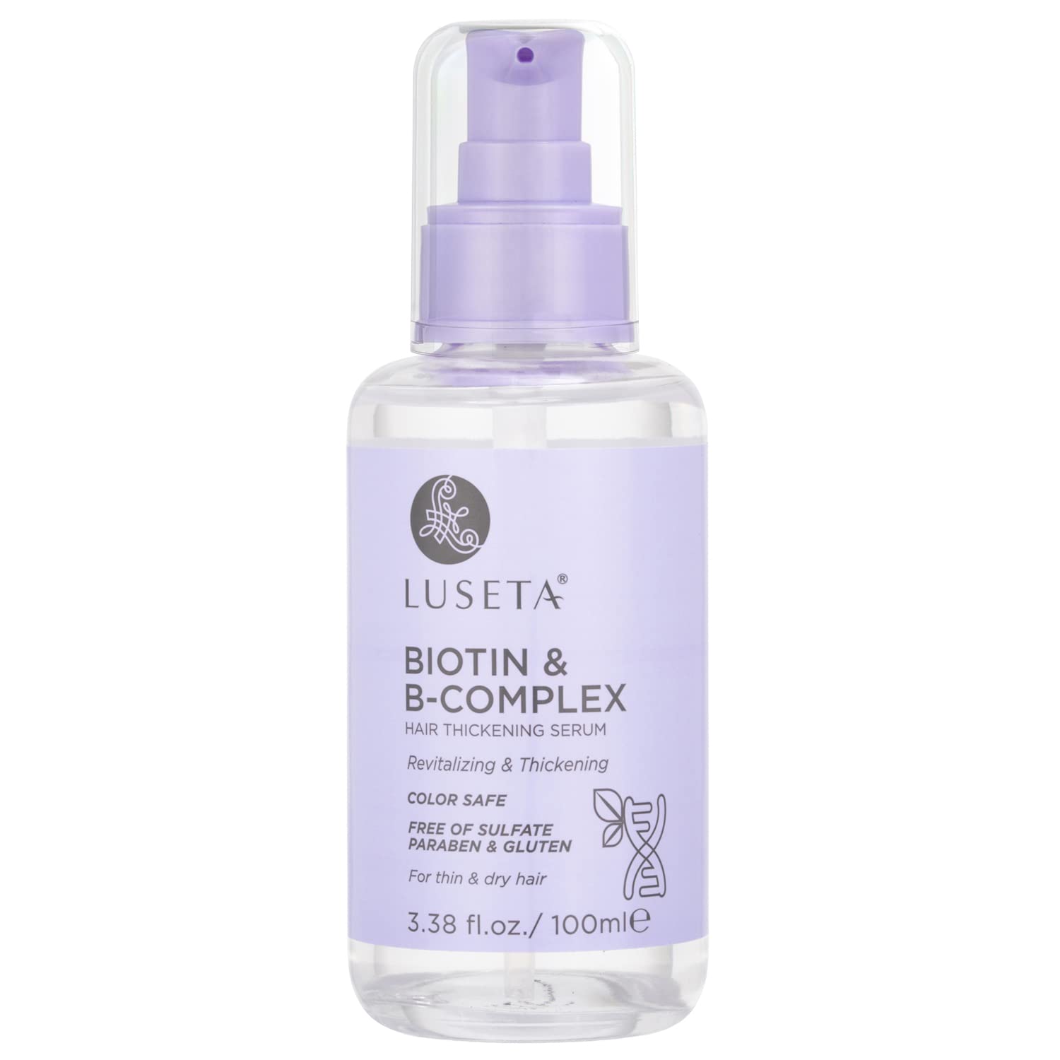 Luseta Biotin B-Complex Hair Oil bottle with dropper for scalp nourishment.