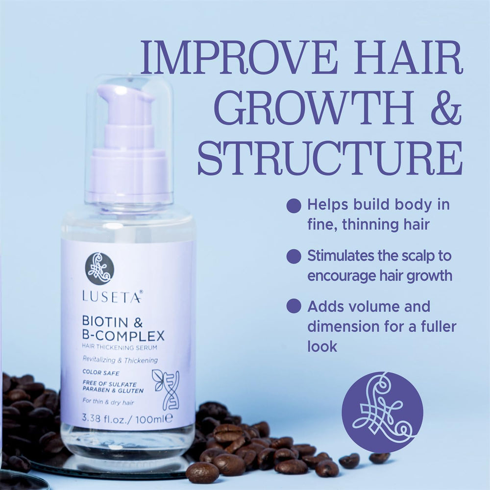 Luseta Biotin B-Complex Hair Oil on hair strands showing frizz control.