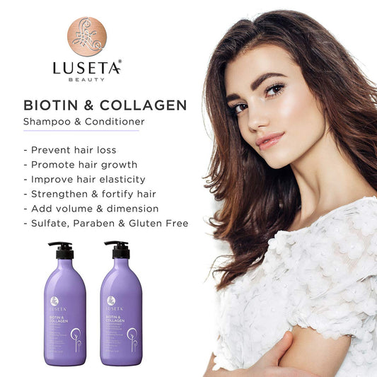 L LUSETA Biotin & Collagen Conditioner bottle for detangling and smooth hair.