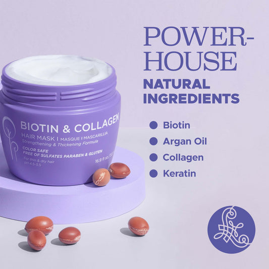 L Luseta Biotin & Collagen Hair Mask label highlighting color-safe formula