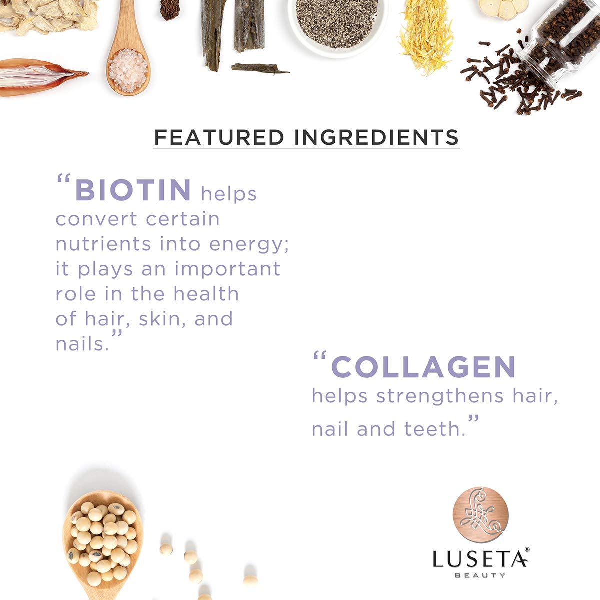 L LUSETA set packaging highlighting sulfate-free and paraben-free formula.