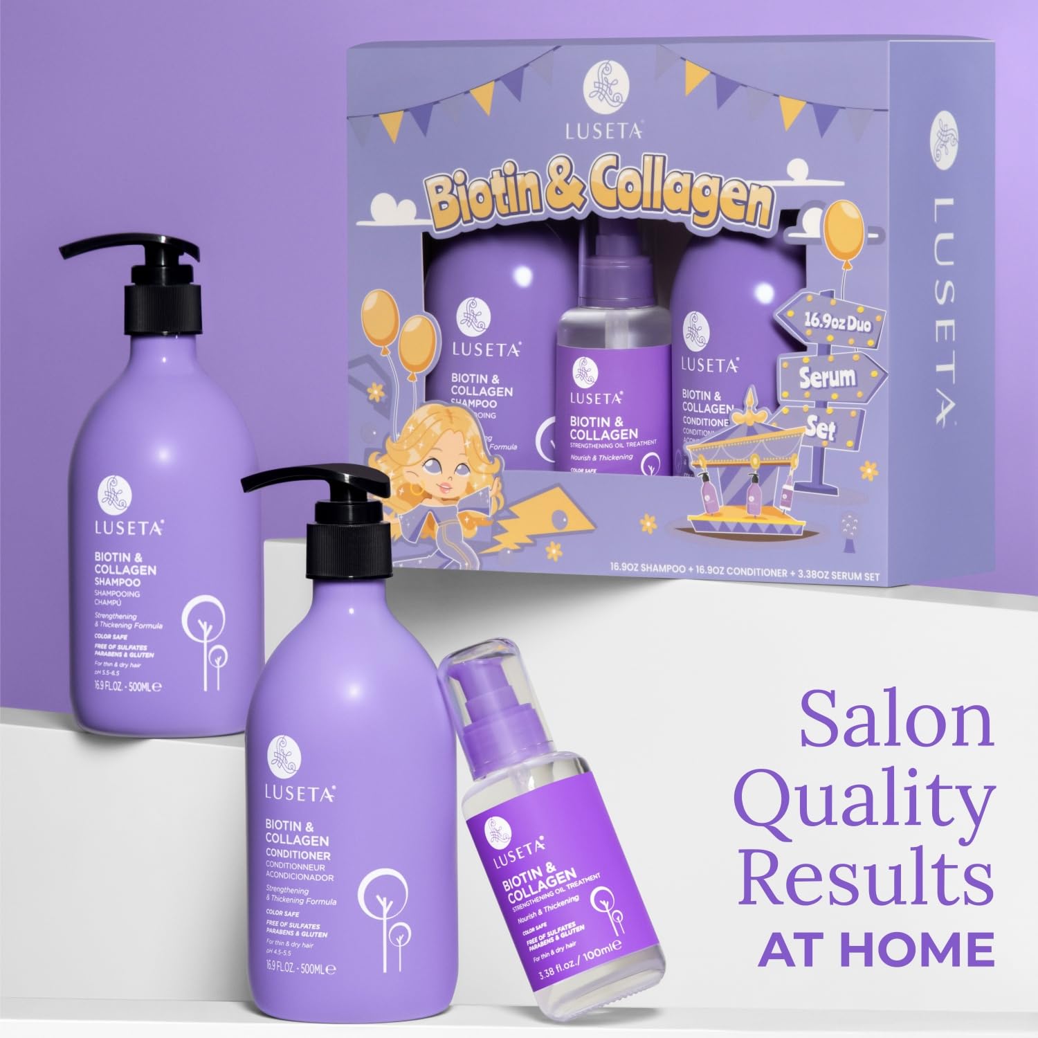 Luseta Biotin Trio conditioner tube ready to nourish and plump strands.