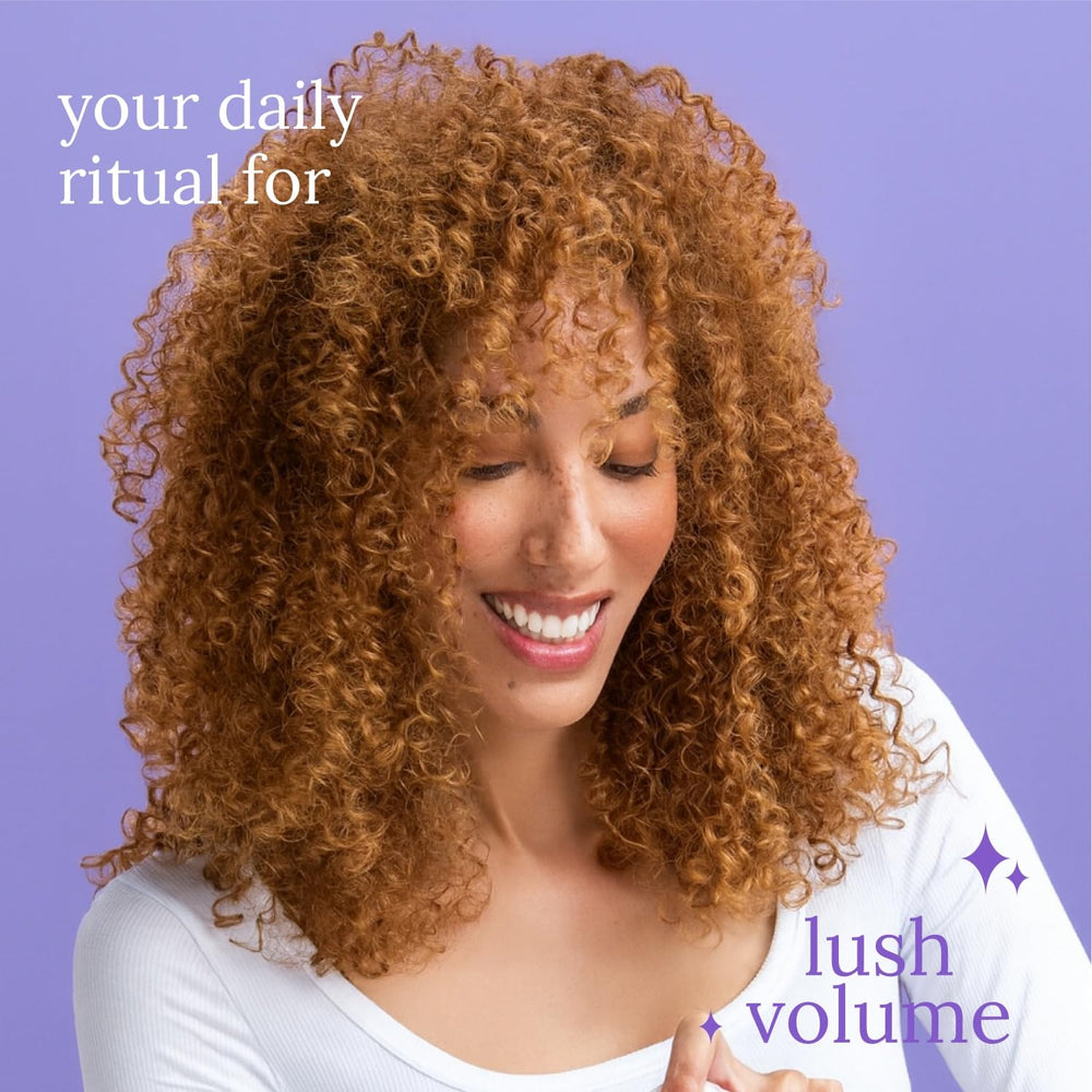 In-use Luseta Biotin Trio setup showing shampoo, conditioner, and serum.