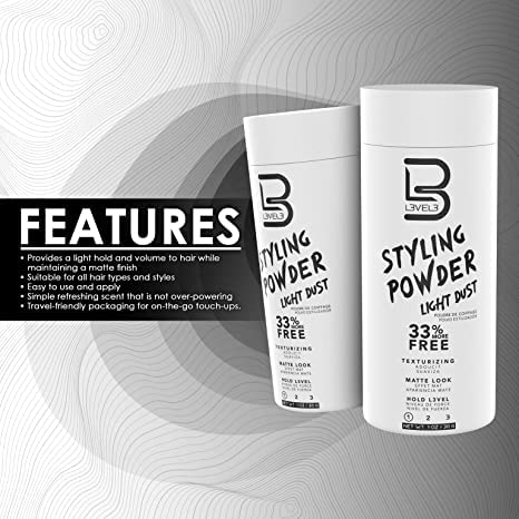 Hair gaining volume and texture without residue with L3 powder