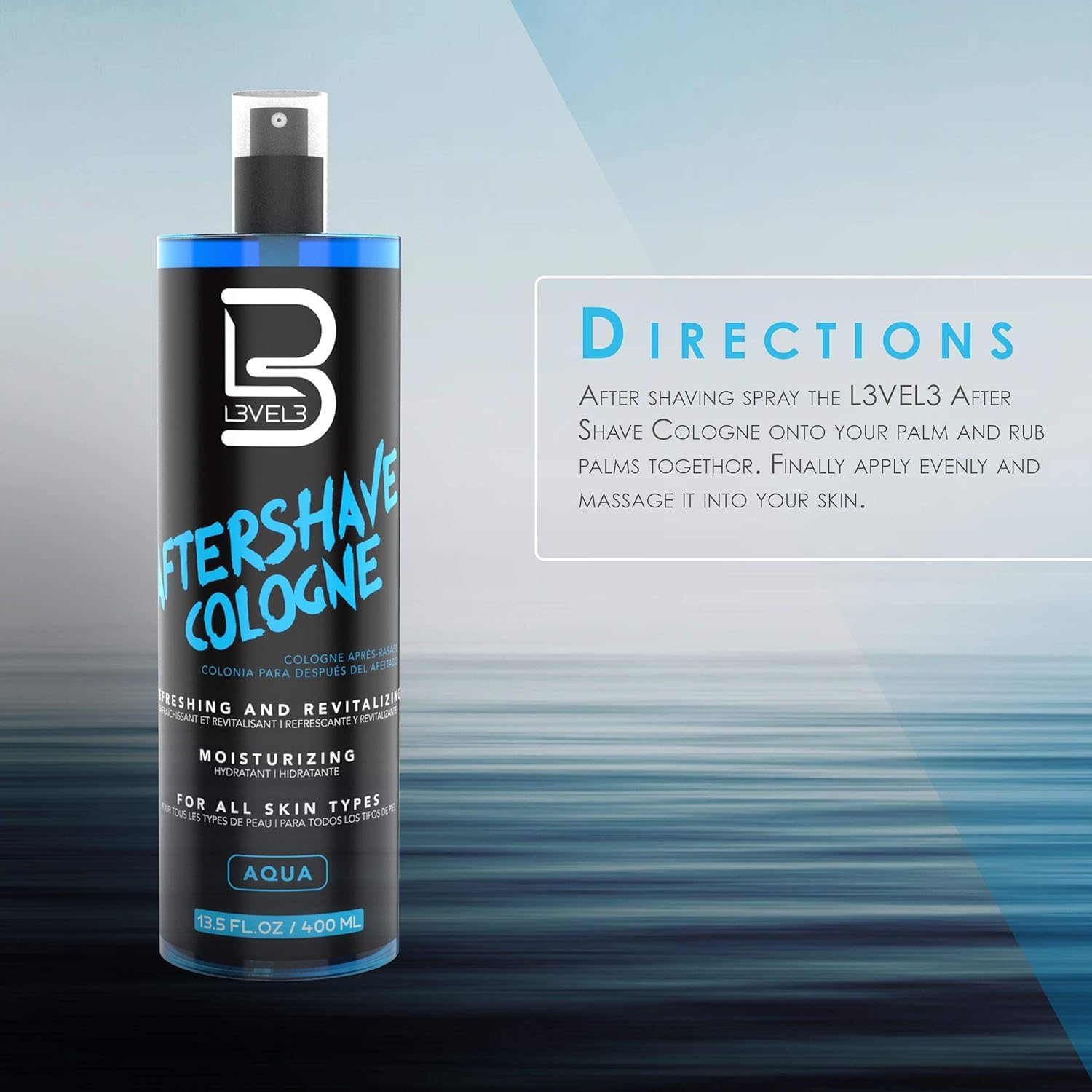 L3 Level 3 spray-dispense mist enables easy daily application after shaving
