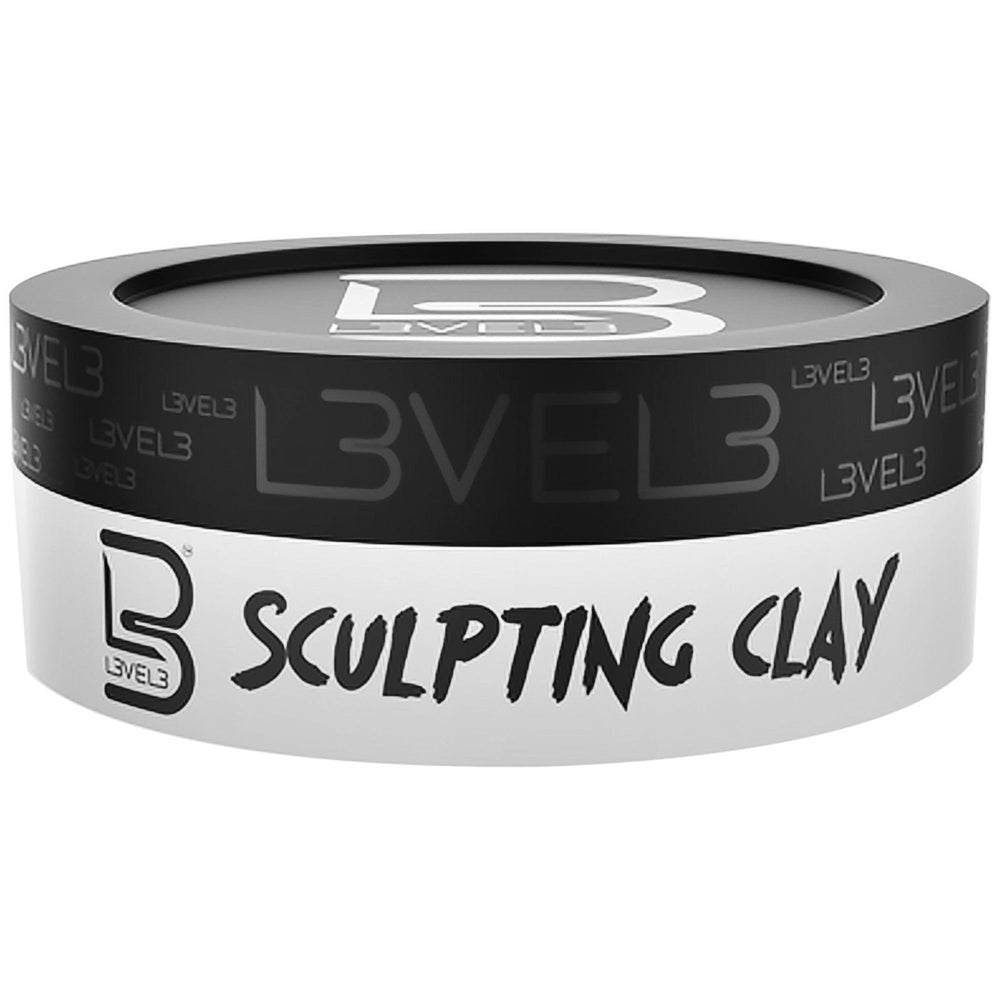 L3 Level 3 hair sculpting clay jar close-up showing premium hold and matte finish