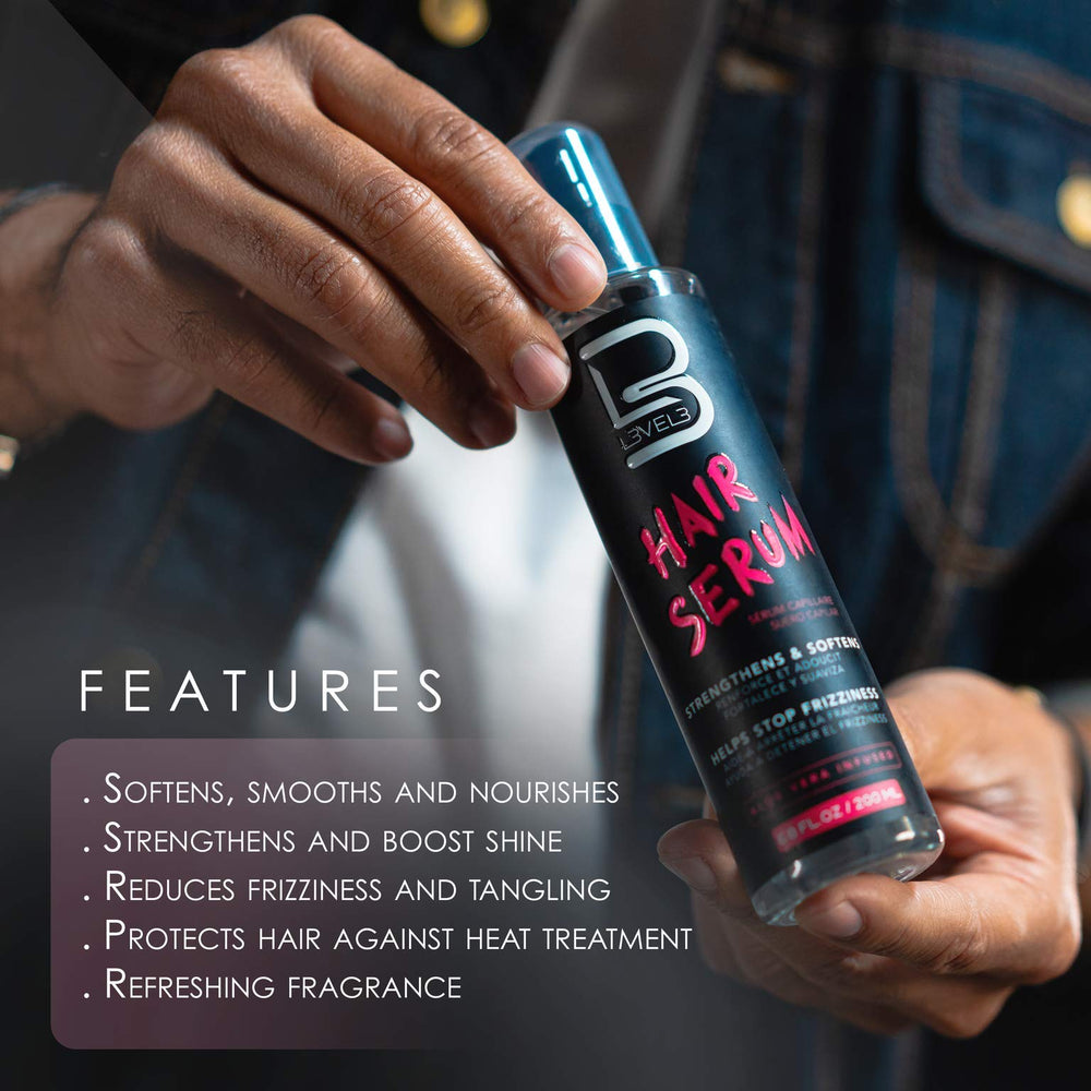 L3 Level 3 Hair Serum being applied to detangle and nourish dry strands