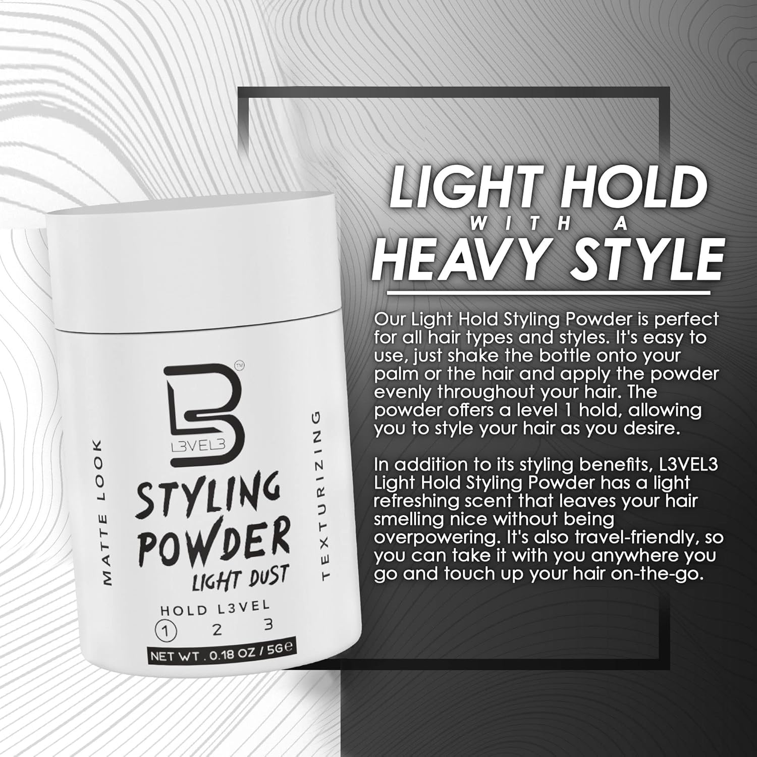 L3 Level 3 Travel Styling Powder hands-on use for matte finish