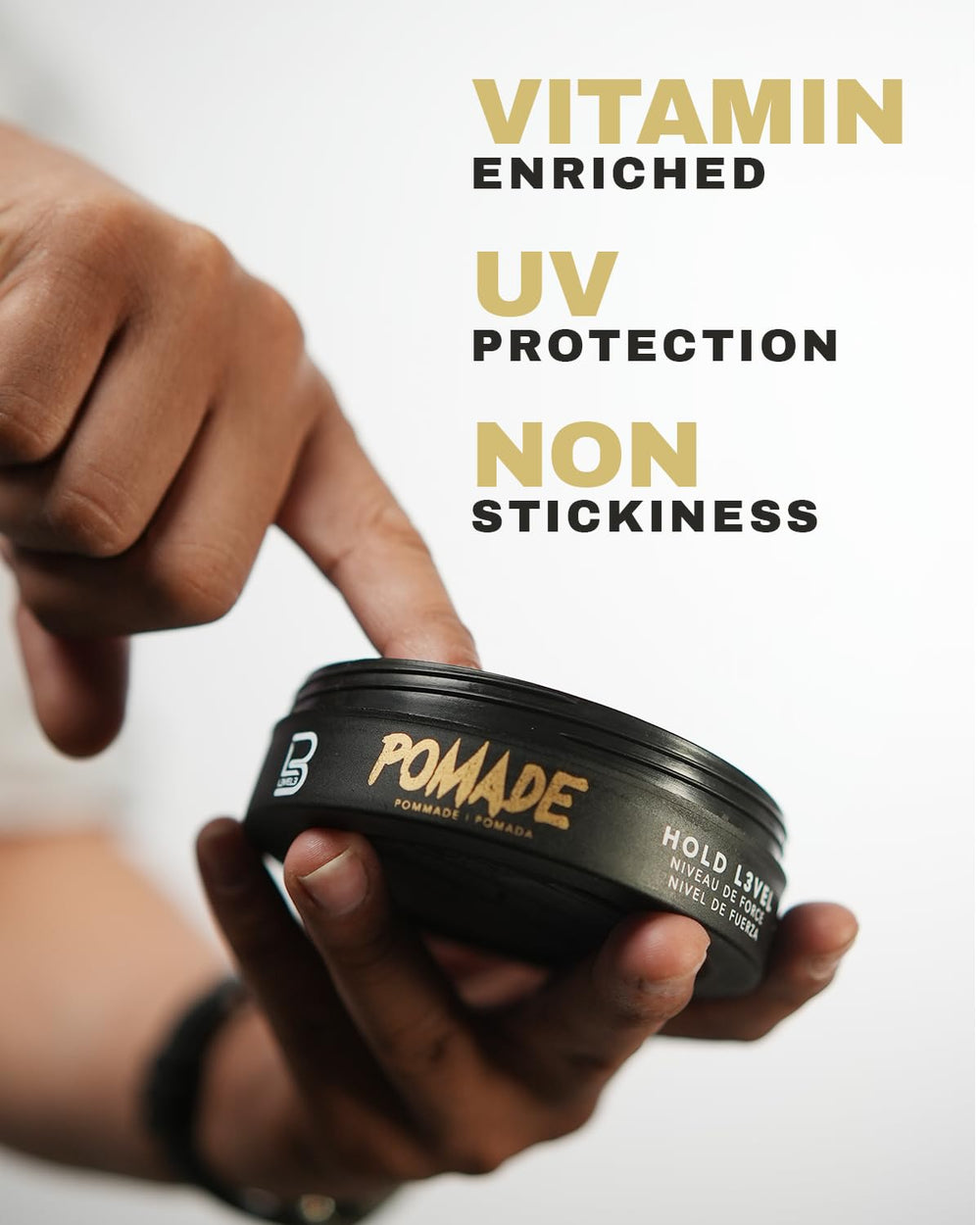 L3 Level 3 Pomade thick texture for voluminous styling.