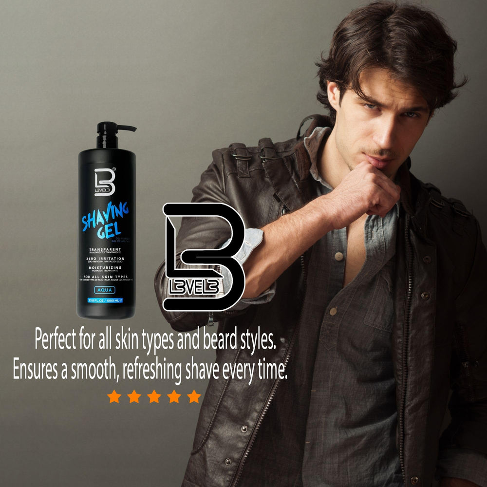L3 Level 3 Shaving Gel shows no hot towel needed before a quick shave.
