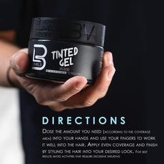 L3 Tinted Gel Black tube close-up highlights strong hold without flaking.