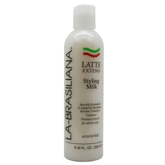 La-Brasiliana Latte Styling Milk bottle showing color-friendly shine and smoothing
