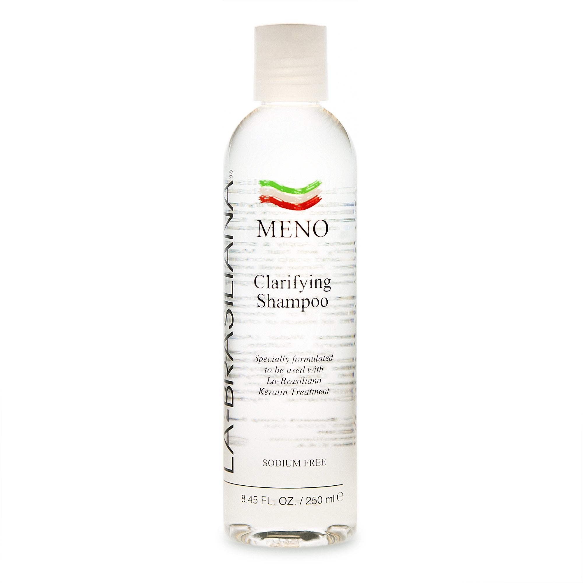 La-Brasiliana Meno Clarifying Shampoo bottle pour for pre-treatment prep
