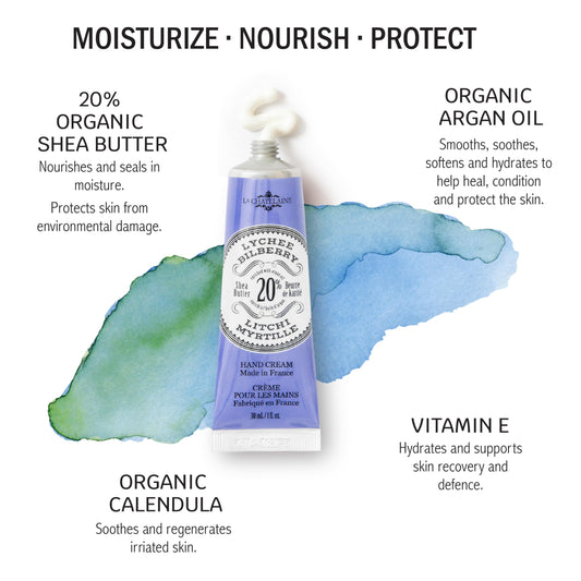 La Chatelaine Coconut Milk hand cream tin delivers tropical hydration and quick absorption.