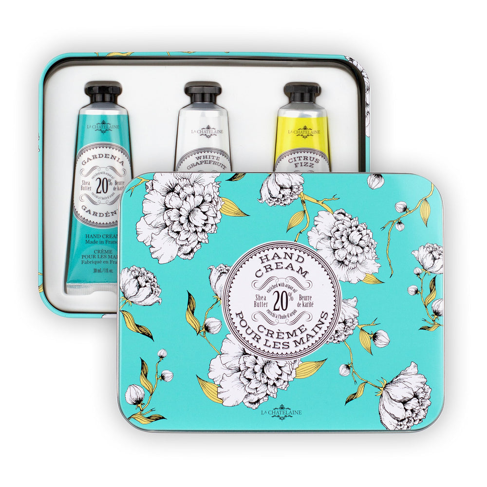 La Chatelaine creamy texture swirl demonstrates luxurious, fast-absorbing hand lotion.