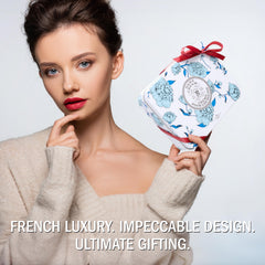 La Chatelaine Lychee Bilberry hand cream tin offers fruity fragrance and lasting softness.