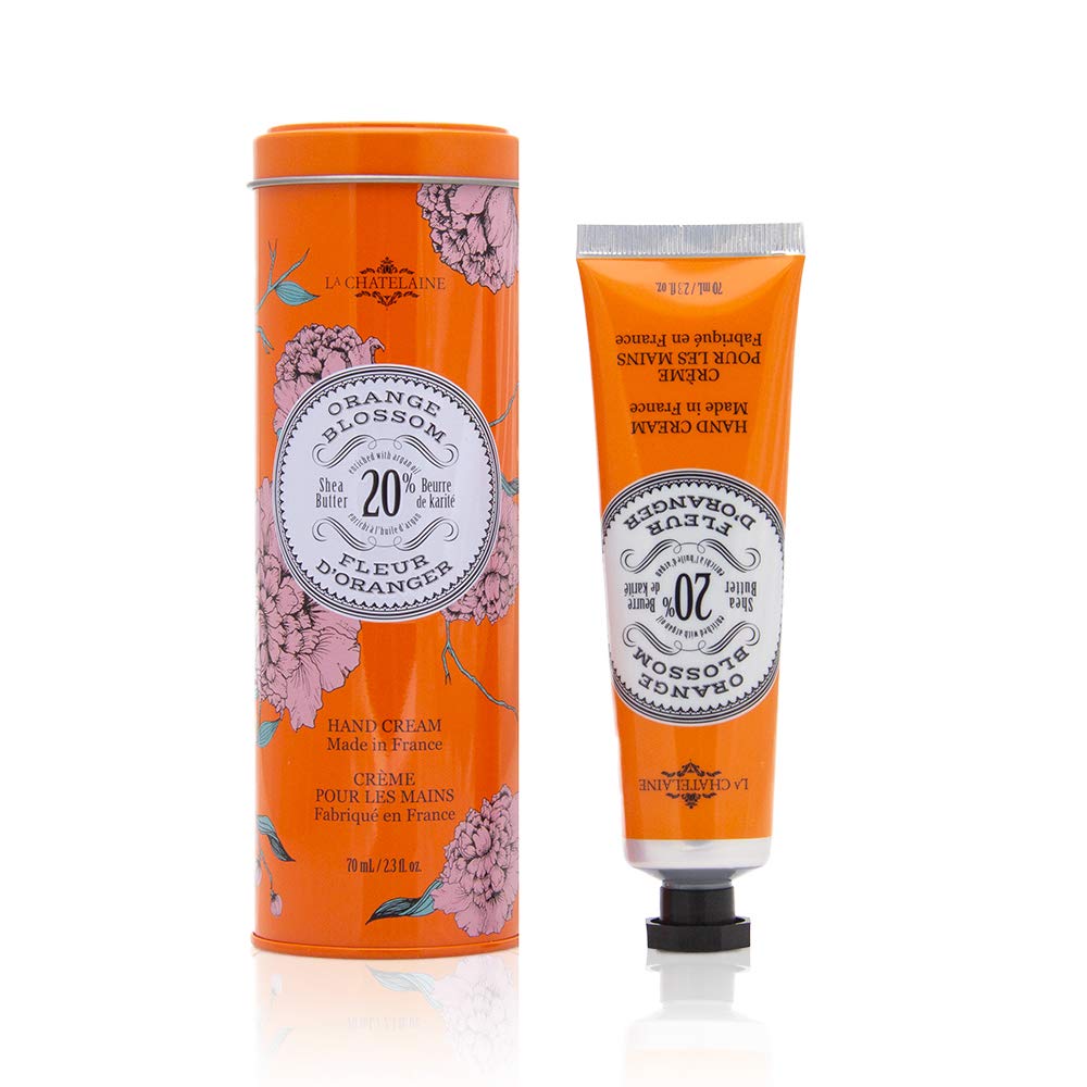 La Chatelaine Shea Butter Hand Cream in an embossed gift tin offering deep hydration for dry hands