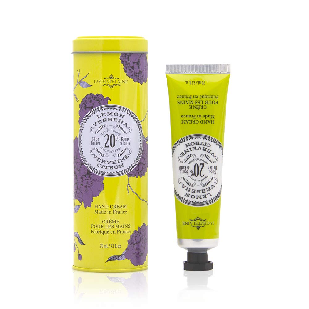 La Chatelaine Shea Butter Hand Cream in an embossed tin for gifting and deep hydration.